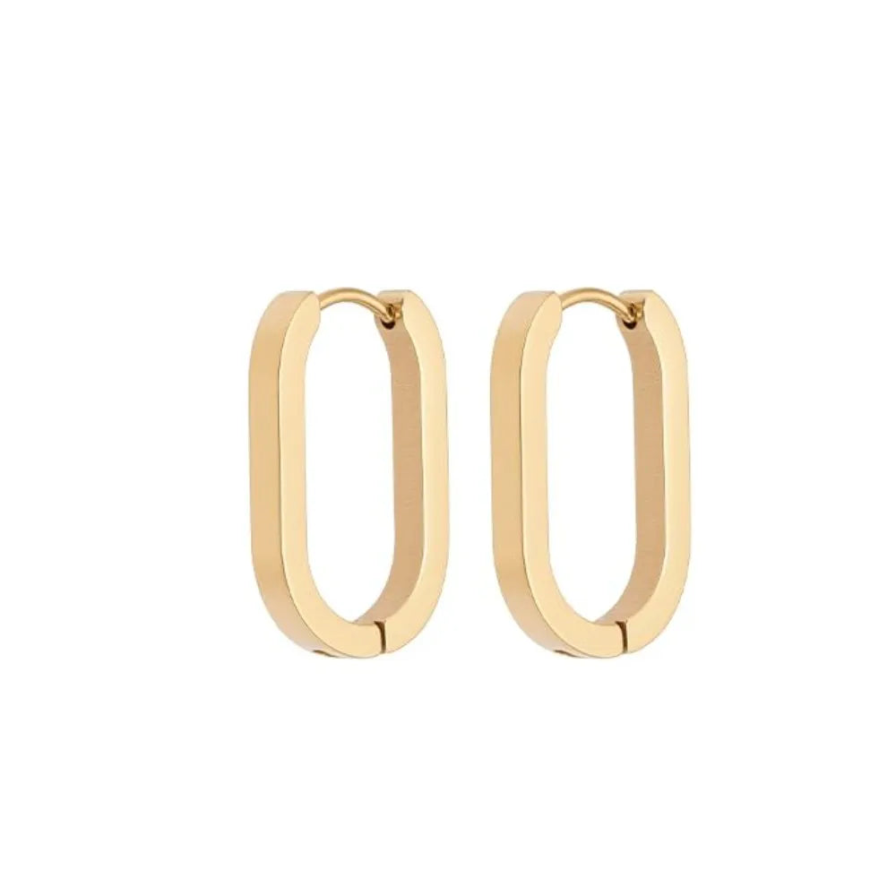 Unisex Stainless Steel Rectangular Hoop Earrings for Men Women Punk Rock Triangle Huggie detail view