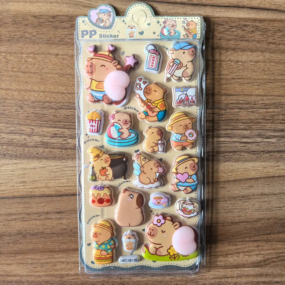 Capybara Themed PP Sticker Set (2 Pcs) - Fun Embellishments for Planners & Handcrafts lifestyle view