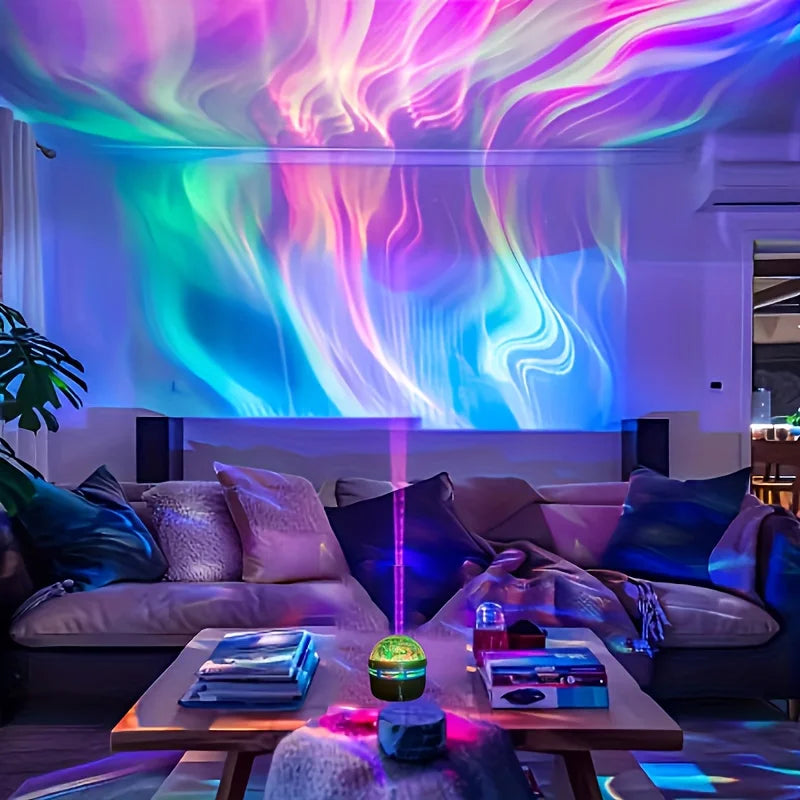 LED Northern Lights Projector Light | 7 Modes Starry Sky Night Light with Remote and lifestyle view