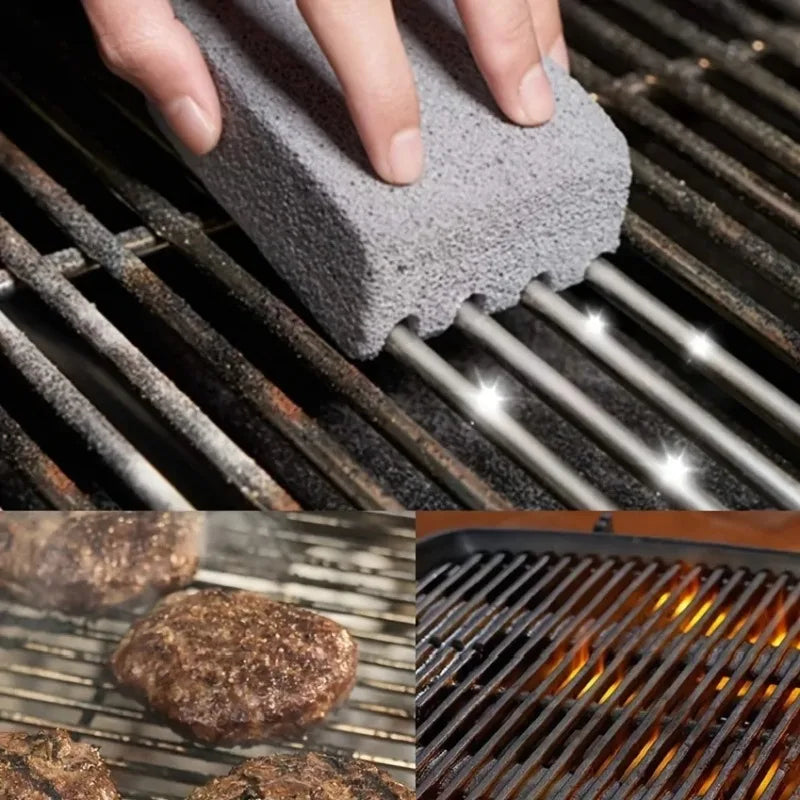 1PC BBQ Grill Cleaning Brush with Pumice Brick Block - Outdoor Kitchen Barbecue Clean alternate view
