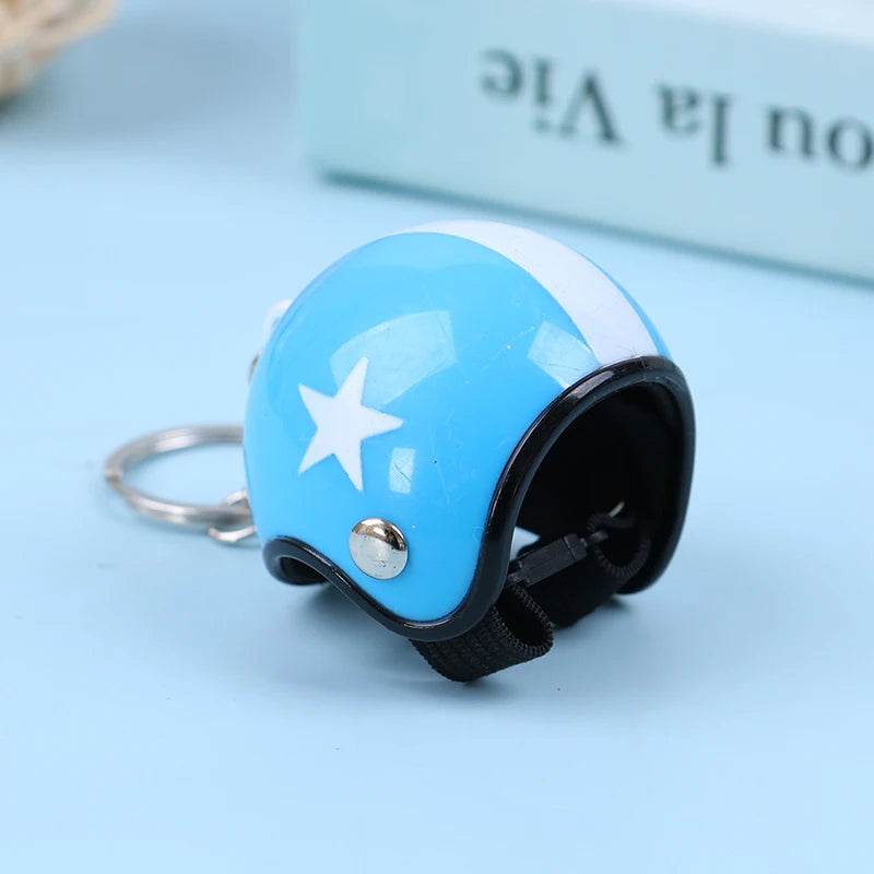 Mini Motorcycle Helmet Keychain | Cute Metal Key Ring for Women and Men detail view