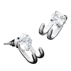 2023 New Simple Zircon Stud Earrings Single Trend Personality Hip-hop Niche Hook Shape E detail view