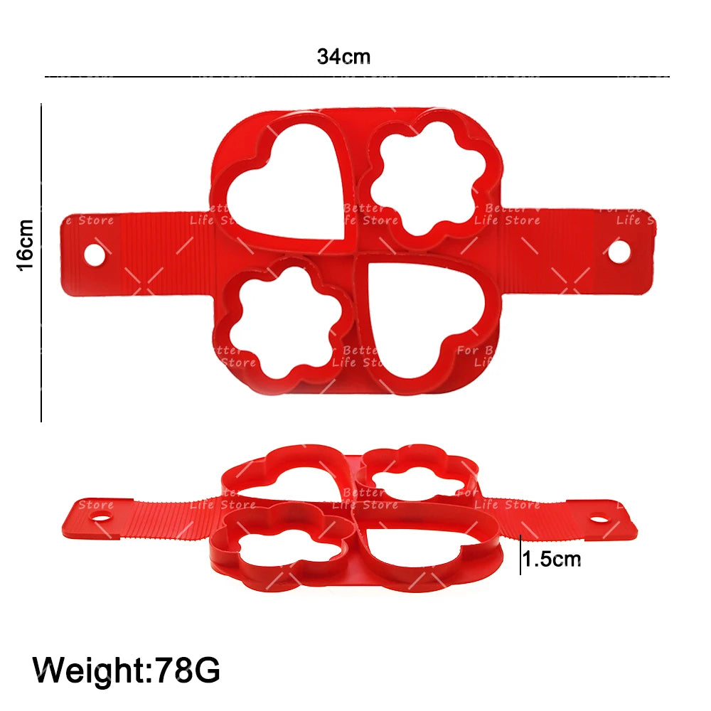 6 Style Egg Pancake Ring Set | Food Grade Silicone Molds for Kitchen alternate view