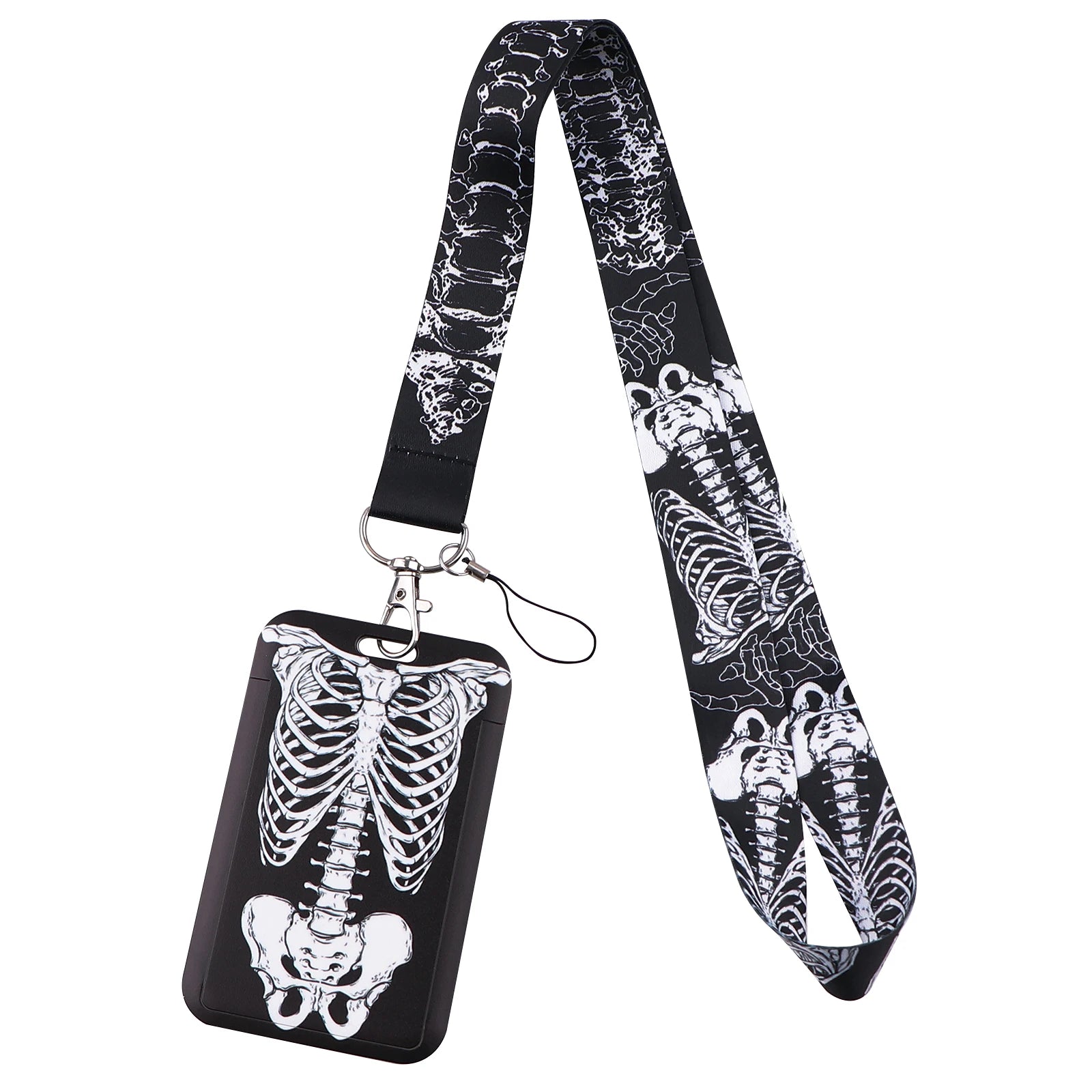 Human Skeleton Lanyard Card Holder Neck Strap for key ID Card Phone Straps Badge Ho additional angle