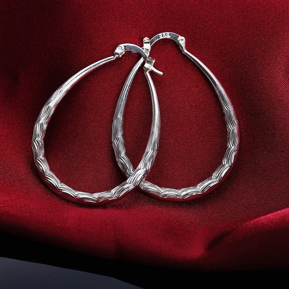 Top Quality 925 Sterling Silver Earrings Simple Round Circle Hoop Earrings For Woman alternate view