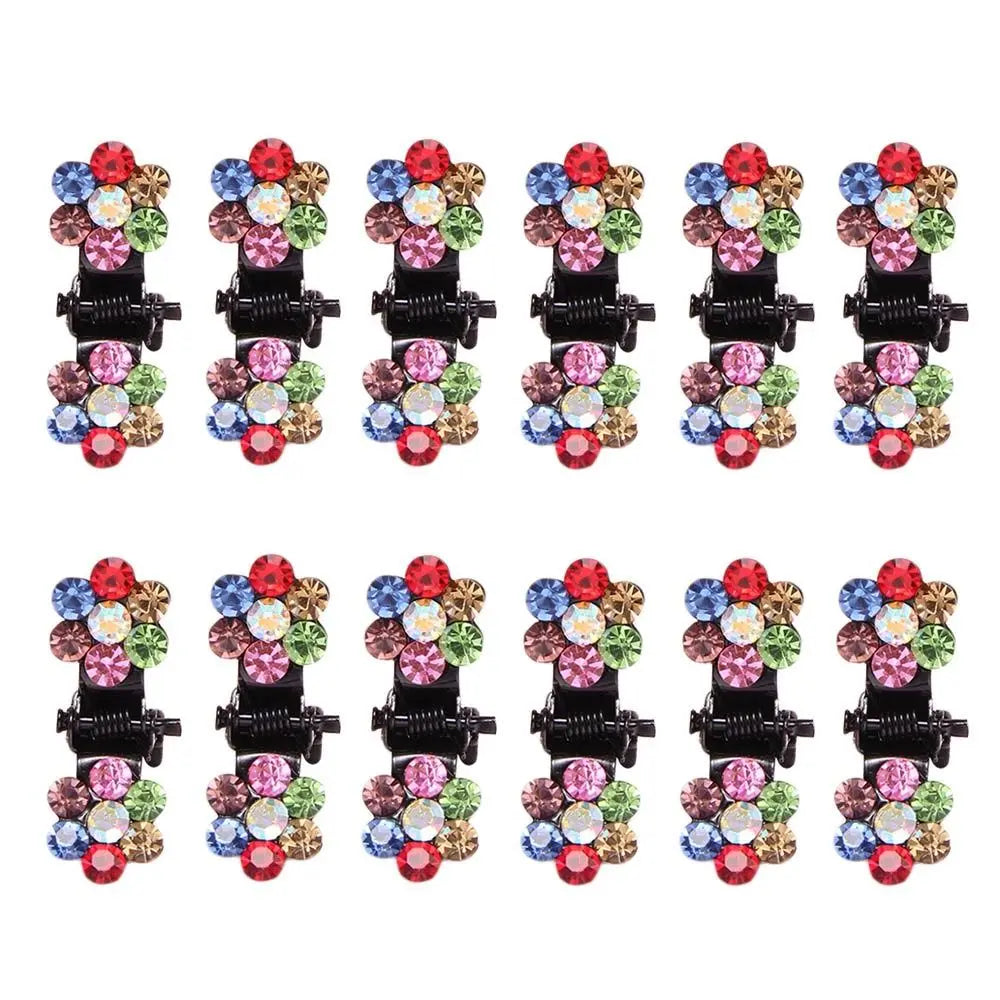 12Pcs Fashion Small Cute Crystal Flowers Metal Mini Hair Claws Hair Clips Girls Hairs lifestyle view