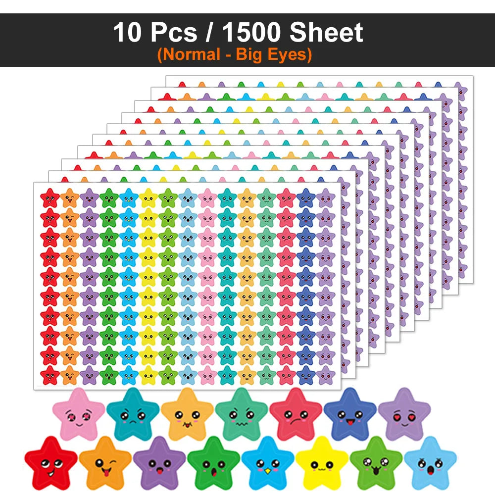 Happy Face Stars Reward Sticker Pack | 450-3000 Sheets for DIY Decor lifestyle view