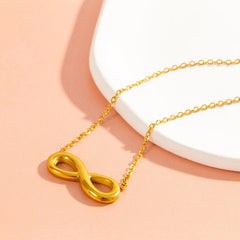 Minimalist Infinity Necklace - 18K Gold Plated Stainless Steel, Love Freedom Pendant f close-up view