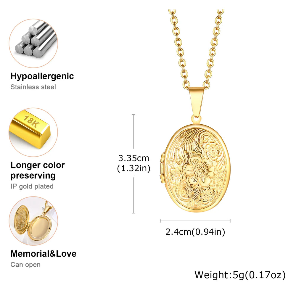 Vnox Light Heart Locket Pendants for Women Men Openable Photo Frame Glossy Stainless Ste detail view