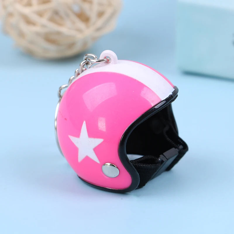 Mini Motorcycle Helmet Keychain | Cute Metal Key Ring for Women and Men alternate view