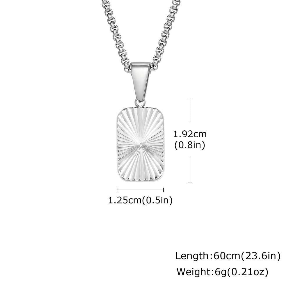 Men's Silver Color Geometric Pendant Necklace, Non Fading Stainless Steel Compass Nec lifestyle view