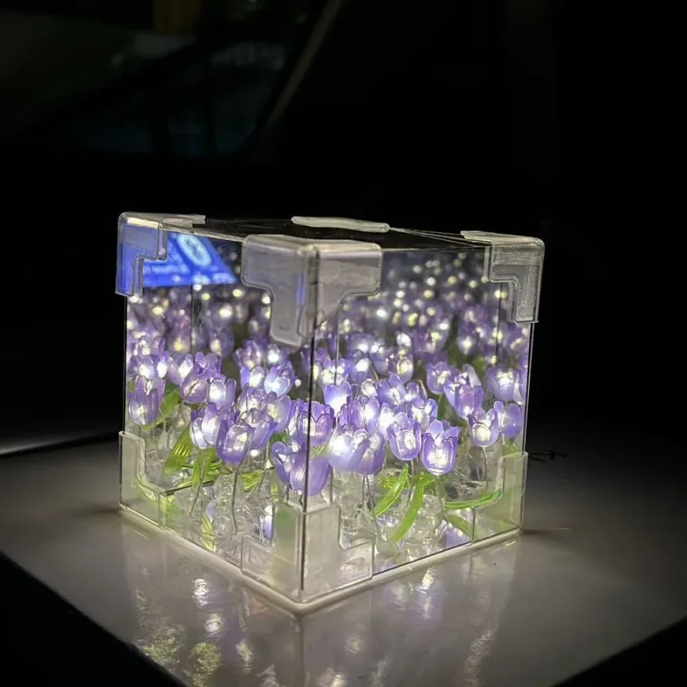 DIY Tulip Sea Mirror Night Light Kit | Handmade Craft Gift Set detail view
