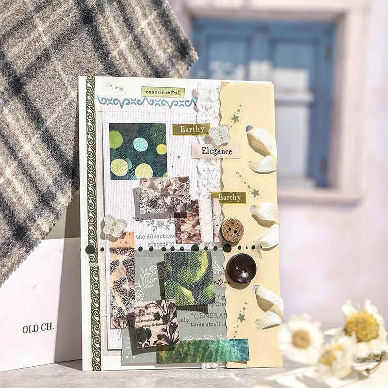 Vintage Floral Collage Tape Sticker | 5x200cm Decorative Masking Tape for Journaling detail view