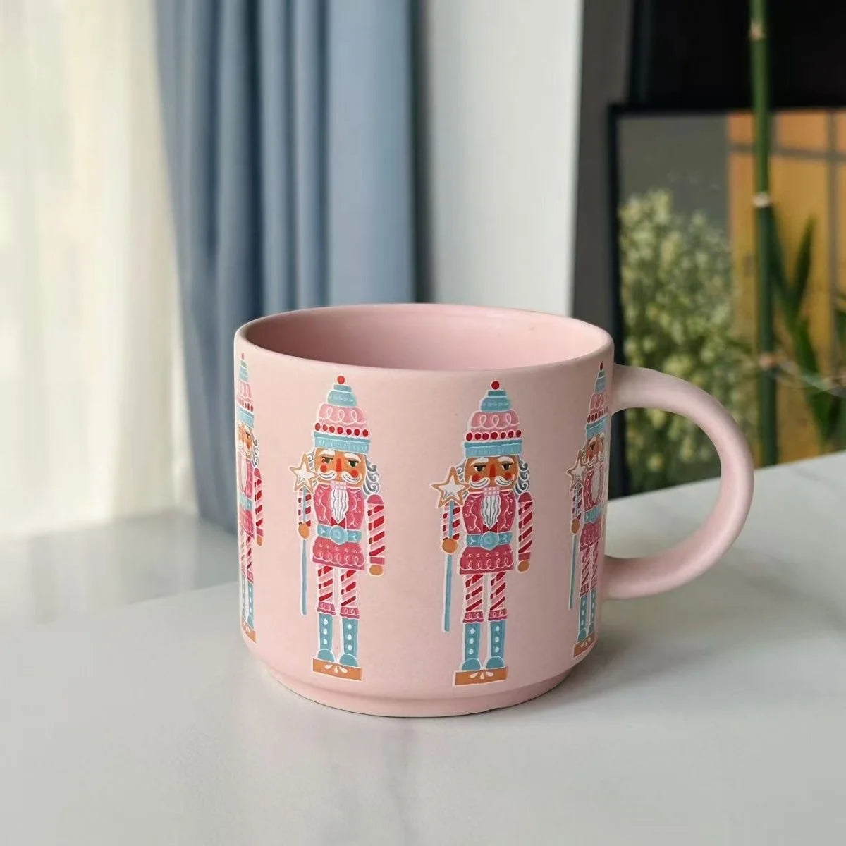 Creative Vintage Christmas Mug Gift Ceramic Mug Couples Drink Cup Home Cafe Coffee additional angle