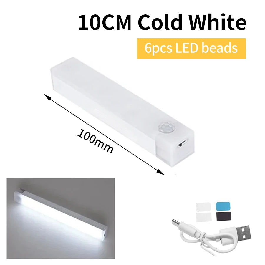 Rechargeable LED Motion Sensor Night Light | Magnetic Strip Light for Cabinet Bedside close-up view