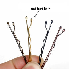 50Pcs Gold Hairpins for Women Hair Clip Lady Bobby Pins Black Invisible Wave Hairgrip close-up view
