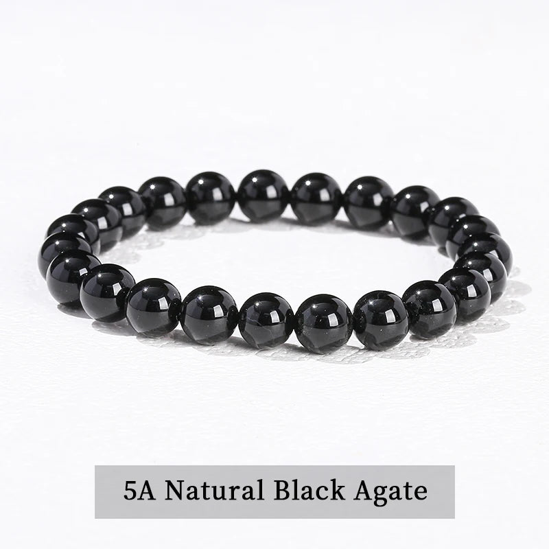 JD Natural Black Spectrolite Flash Smooth Beaded Bracelet Women Men 6 8 10mm Labradorite detail view