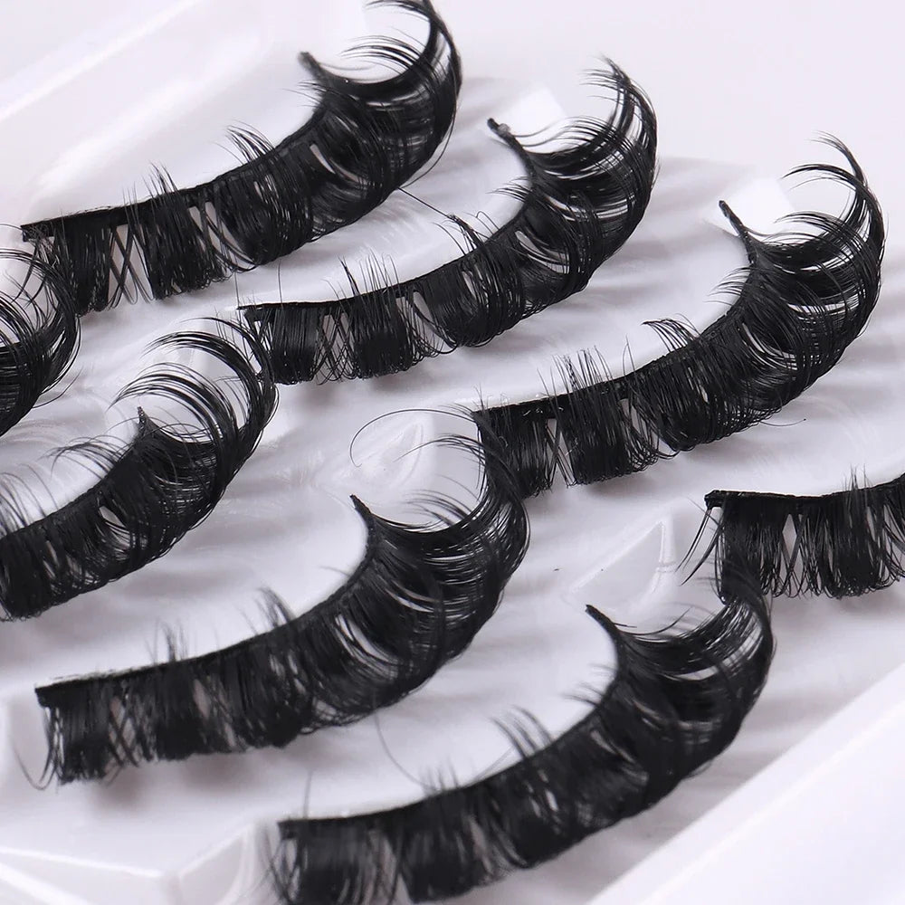 4 Pairs 3D Faux Mink Russian Strip Lashes DD Curl Super Fluffy Reusable Volume False Eyelashes Lightweight All-Day Wear Lashes