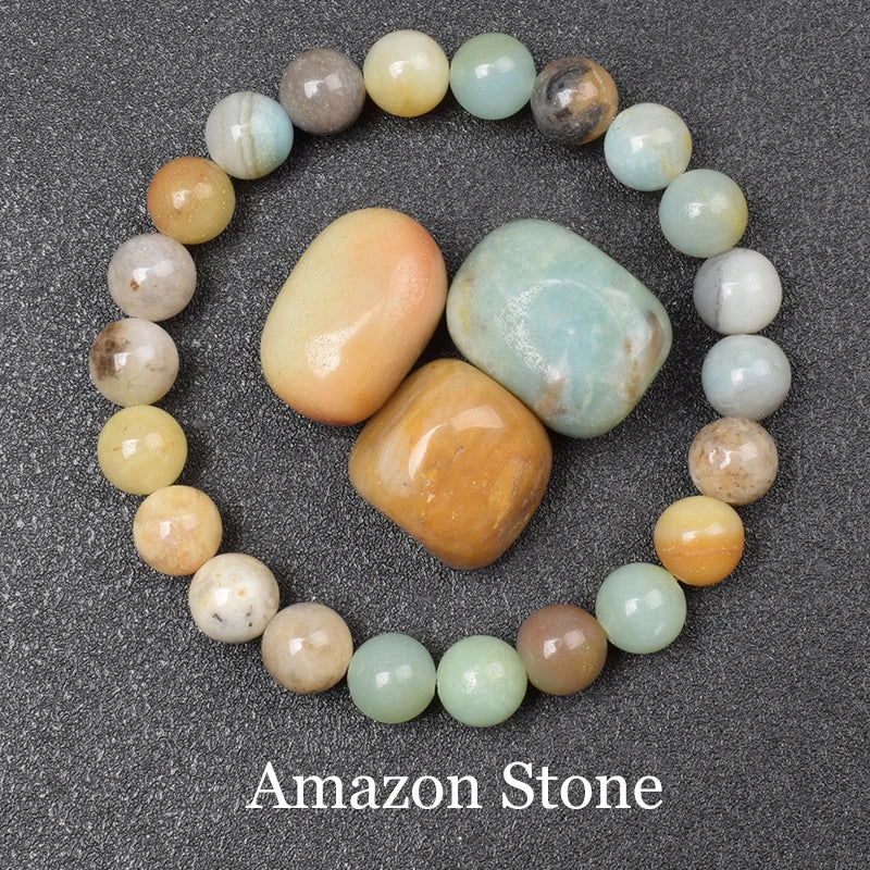 Natural Aquamarins Quartzs Beads Bracelet Women Men 6mm 8mm Sky Blue Stone Round Bead alternate view