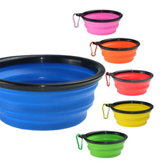 Collapsible Pet Silicone Dog Bowl | Portable Travel Food and Water Bowl with Carabiner close-up view