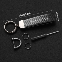 Carbon Fiber Style Car Keychain | Microfiber Leather Key Ring for Lincoln Navigator detail view