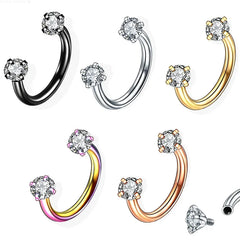 1PC Stainless Steel Crystal Hoop Ring Piercing Nose Ear belly Rings Women Men Cartila alternate view