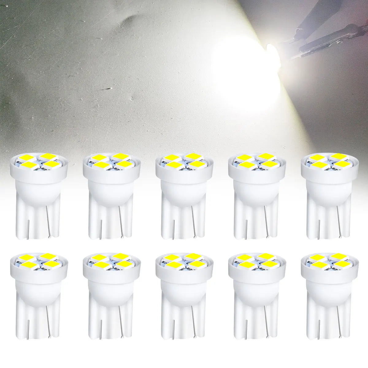 10Pcs T10 4SMD 1210 Blue LED Car Light Bulbs | High Brightness Plug and Play detail view