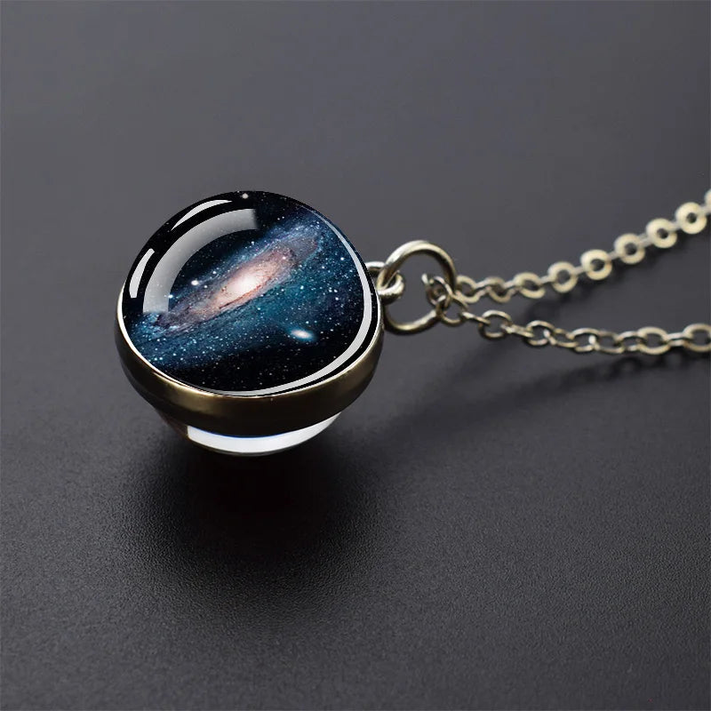 Solar System Galaxy Pendant Necklace | Unisex Astronomy Jewelry Gift alternate view