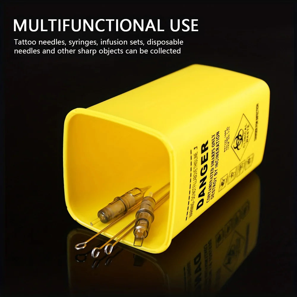 1L Tattoo Sharps Container Plastic Puncture-Proof Needle Disposal Box