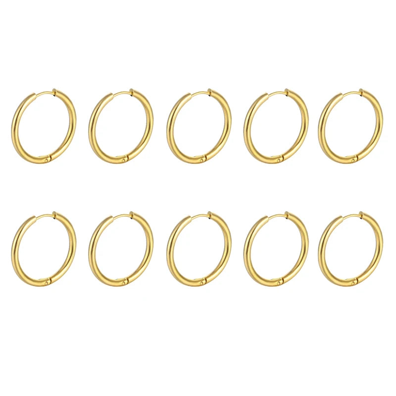 10/20Pcs Minimalist 316L Stainless Steel Small Hoop Earrings For Women Man Classic Ro lifestyle view