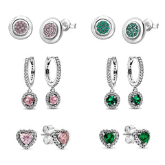 2026 Hot Selling 925 Sterling Silver Heart-Shaped Colored Zircon Exquisite Earrings, Sui detail view