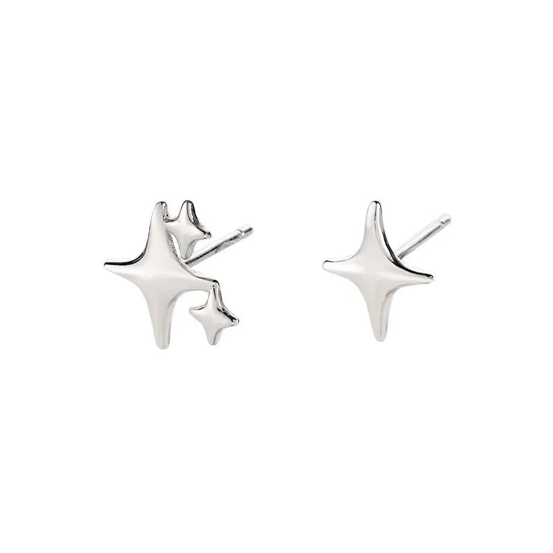 Luxury Silver Color Zircon Cross Stud Earrings for Women Men New Fashion Metal Shiny C close-up view