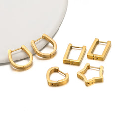 2pcs Geometric Stainless Steel Hoop Earrings | Trendy Daily Wear for Men Women close-up view