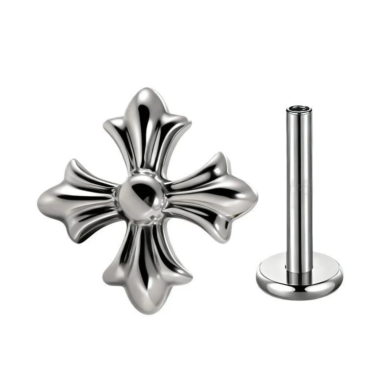 G23 Titanium Cross Lip Piercing 16G Gothic Skull Labret Tragus Helix Cartilage Nose J alternate view