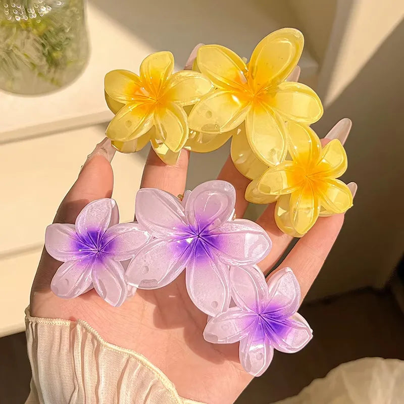 1/2pcs Fashion Gradient Egg Flower Hair Claws Clip For Women Sweet Acrylic Girls Hairp close-up view