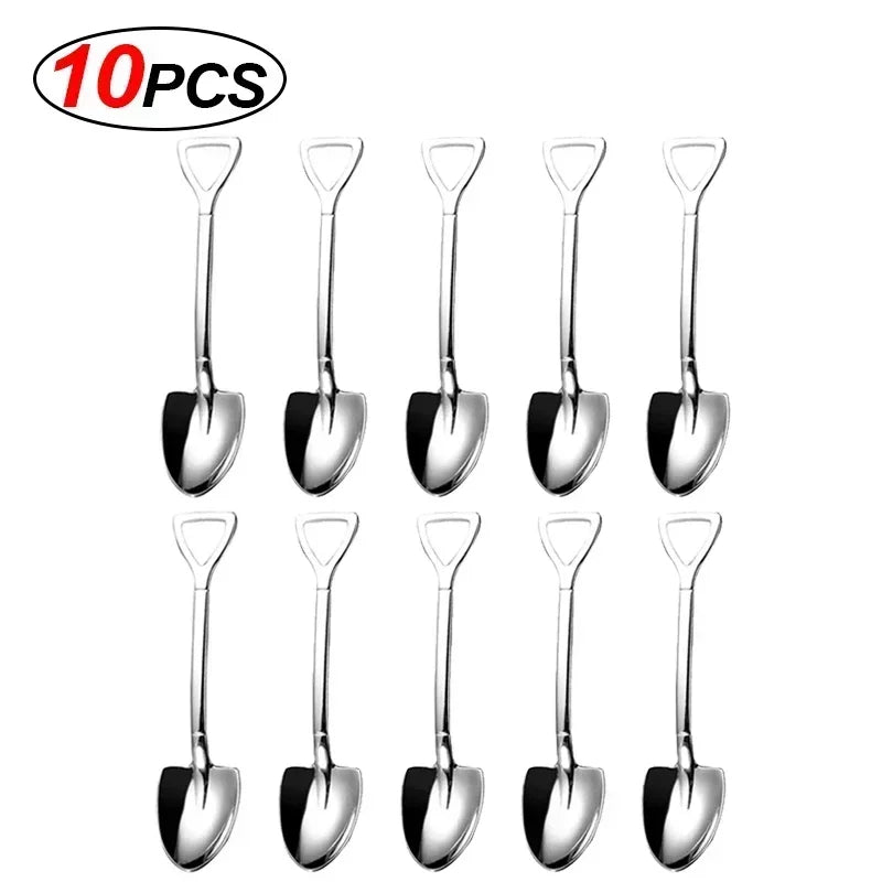 Stainless Steel Dessert Spoon Set | Shaped Spade Scoop for Ice Cream and Fruit detail view