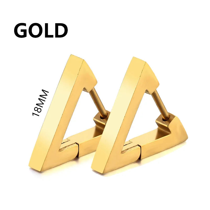 1 Pair Stainless Steel Geometric Triangle Unisex Punk Rock Earrings Women Men Pierc additional angle