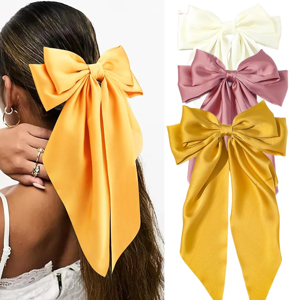 Satin Bow Hair Clips for Women Girls