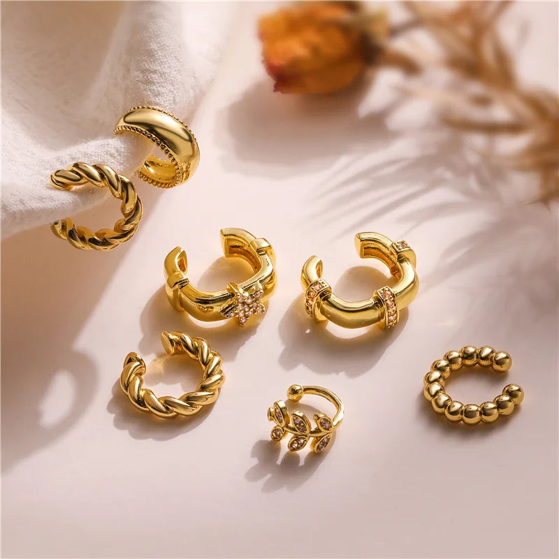 HECHENG,Fashion Ear Cuffs Without Piercing Ear Clip Earrings Non-Piercing Fake Cartilage Earrings Fo