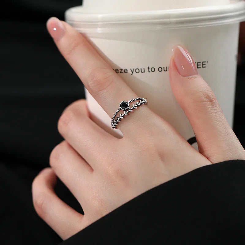 VENTFILLE 925 Sterling Silver Geometric Multilayer Round Bead Ring Female Fashion Punk T detail view