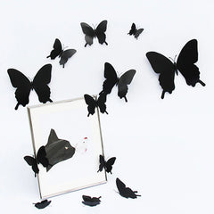 12Pcs/set 3D Black Pteris Butterfly Wall Sticker Set | Magnetic Decorations detail view