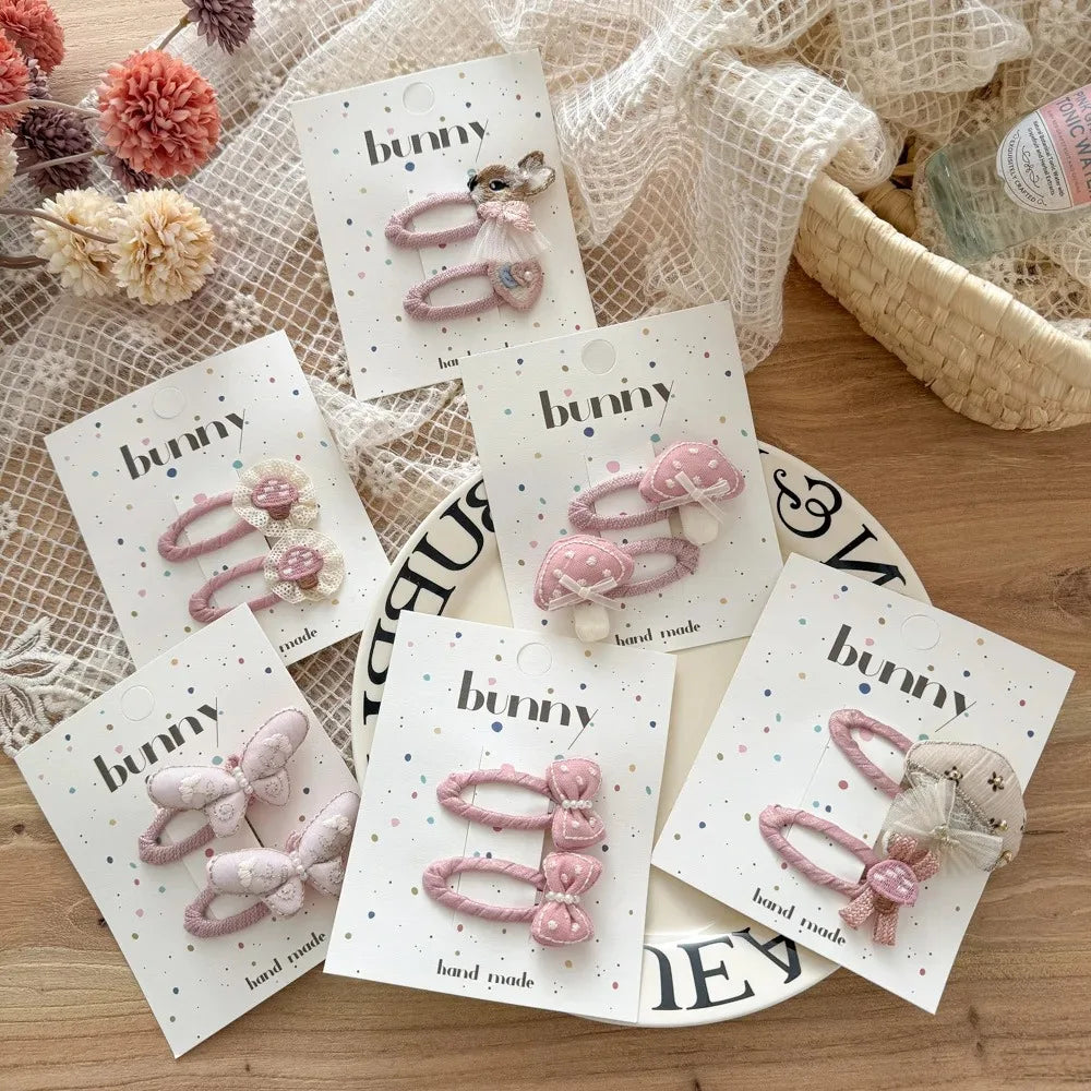 2Pcs/set Kids Kawaii Love Butterfly BB Clips Cute Pink Hair Clips Girls Barrettes Hairpi detail view