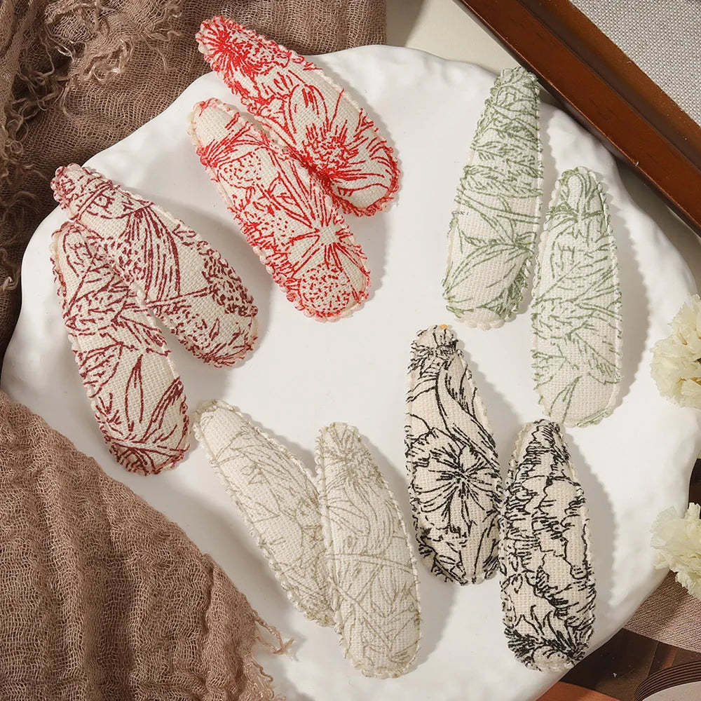 1 Set Printed Fabric Hair Clips Sweet Handmade BB Hair Clips Baby Girl Bangs Fixed Edge Clips Children's Hair Accessories Gifts