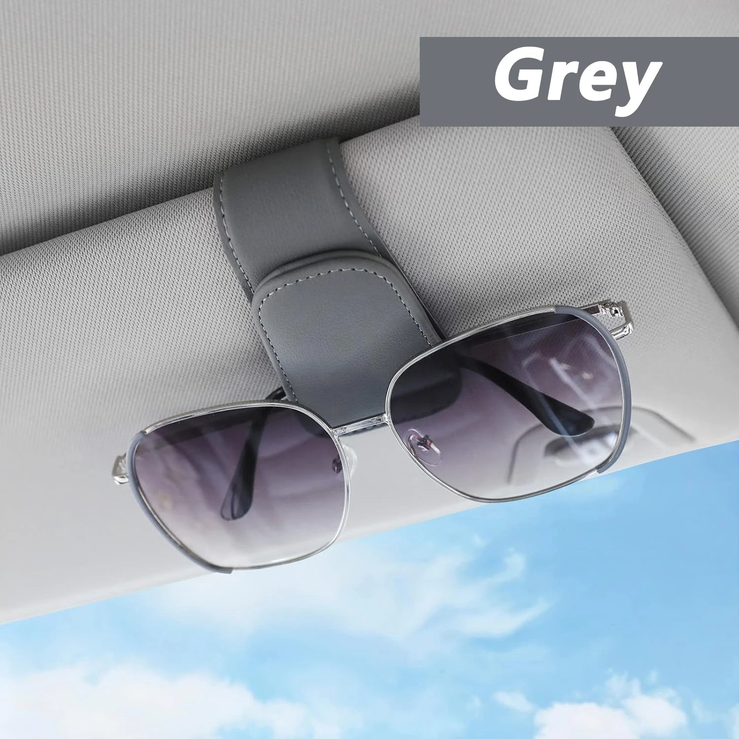 Sunglasses Holder Is Suitable for Car Sun shades Magnetic Leather Sunglasses Clip and alternate view