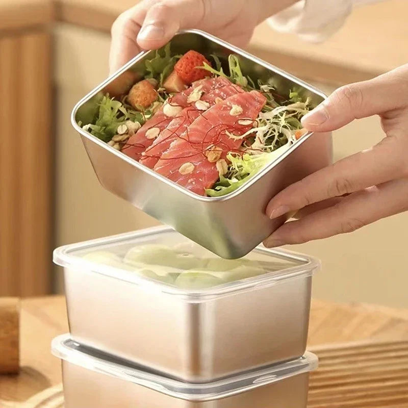 304 Stainless Steel Airtight Food Storage Container | Lunch Bento Box with Lid close-up view