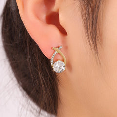 Fashion Cross Stud Earrings For Women Girls Korean Style Elegant Crystal Jewelry Ear Rings Fishtail Lady Earrings Gift