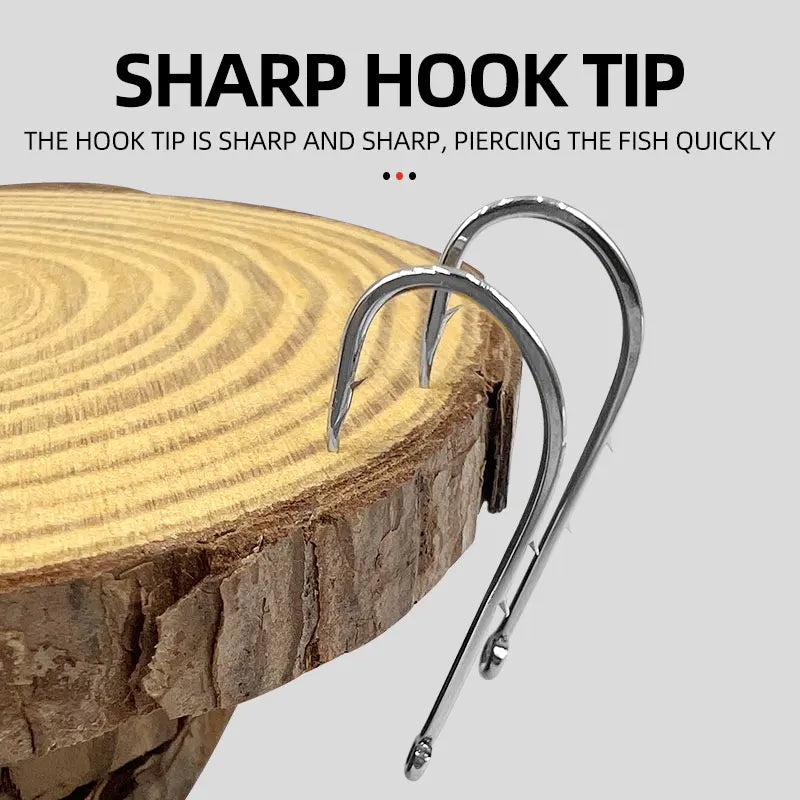 ShareShark 50pcs/box 92247 High Carbon Steel Fish Hook Long Handle with Barbed Curved Mo detail view