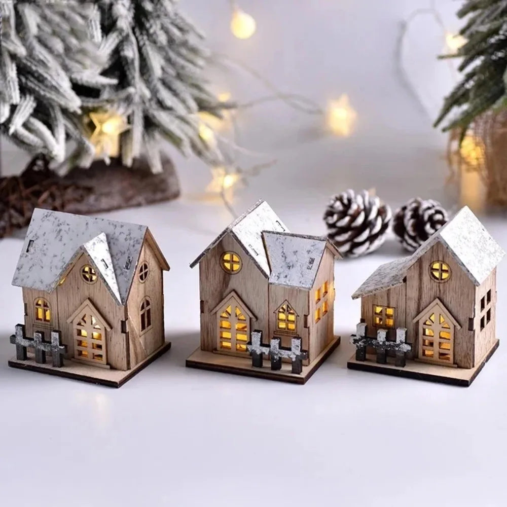 Christmas LED Light Wooden House Luminous Cabin Merry Christmas lifestyle view