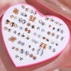 36 Pairs Cute Stud Earrings Assorted Snowflakes Cat Butterfly | Fashion Jewelry Gift S close-up view