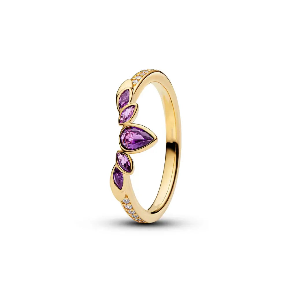 925 Sterling Silver Heart Butterfly Ring | Classic Zircon Wedding Bands for Women close-up view
